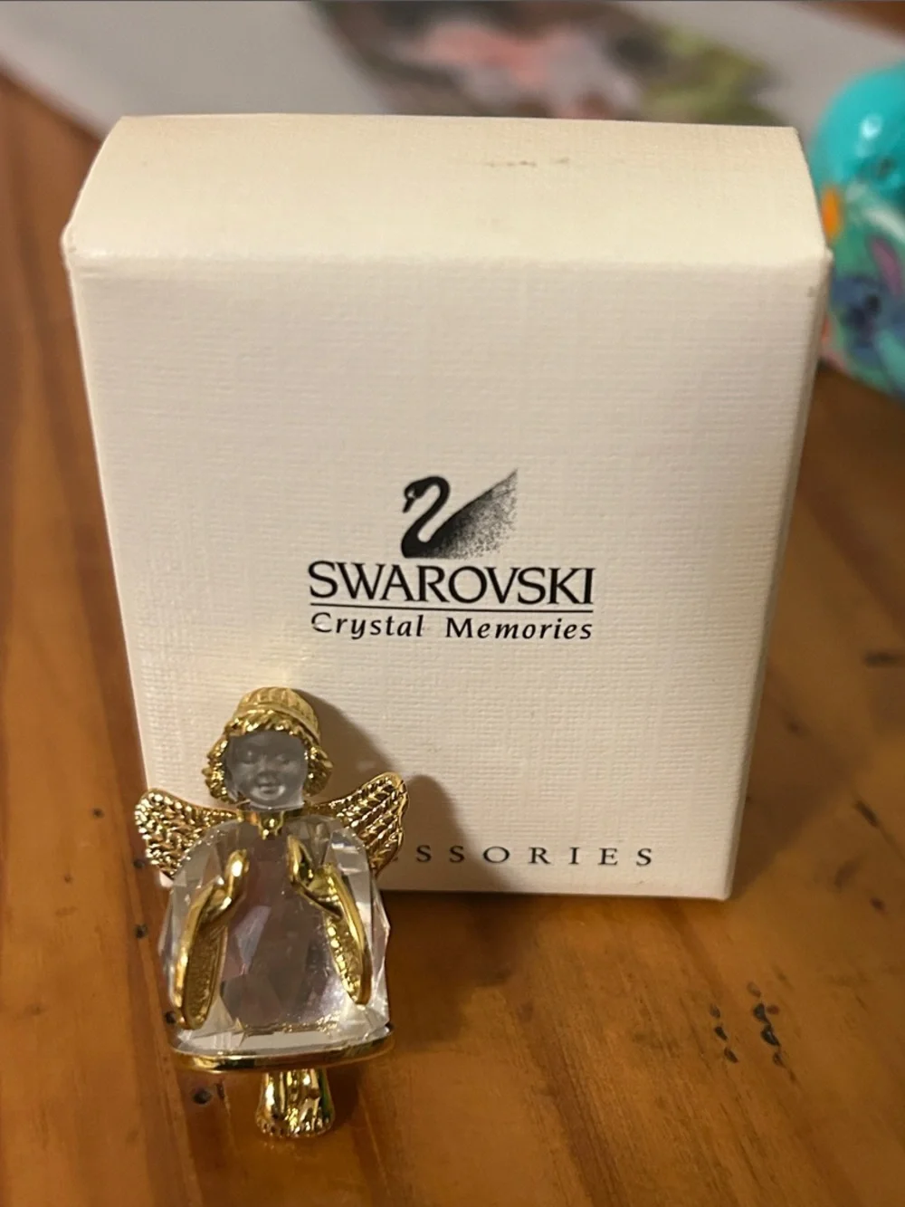 Swarovski Gold and Clear Crystal Angel Brooch